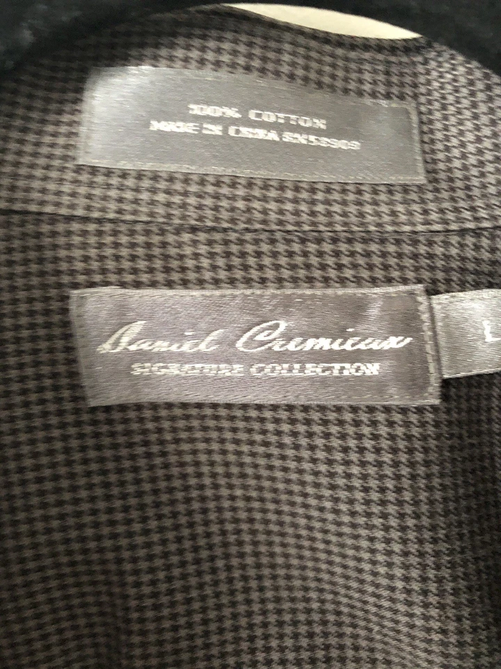 Daniel Crémieux Signature Dress Shirt Black And Cream houndstooth Pattern Size L - Image 4 of 4