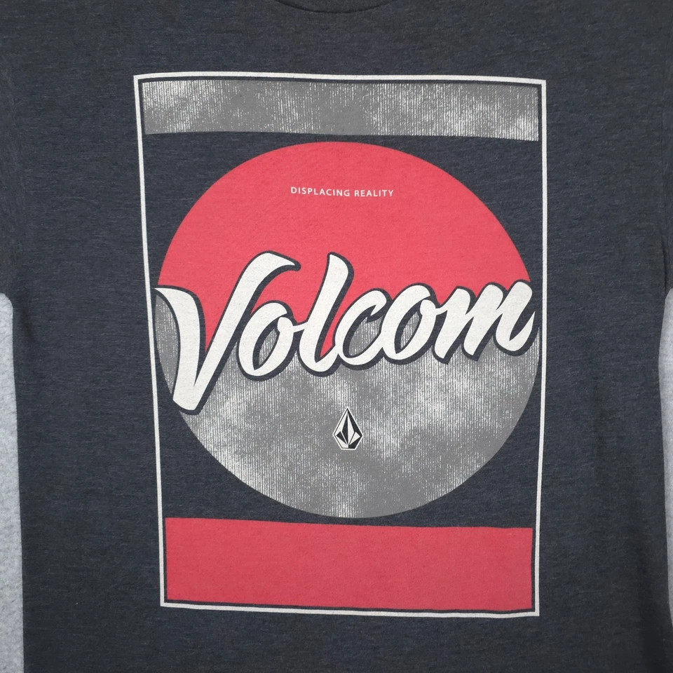 Volcom Shirt Mens Large Gray Graphic Print Logo Y2K Skater Skate Crew Neck Tee - Image 2 of 4