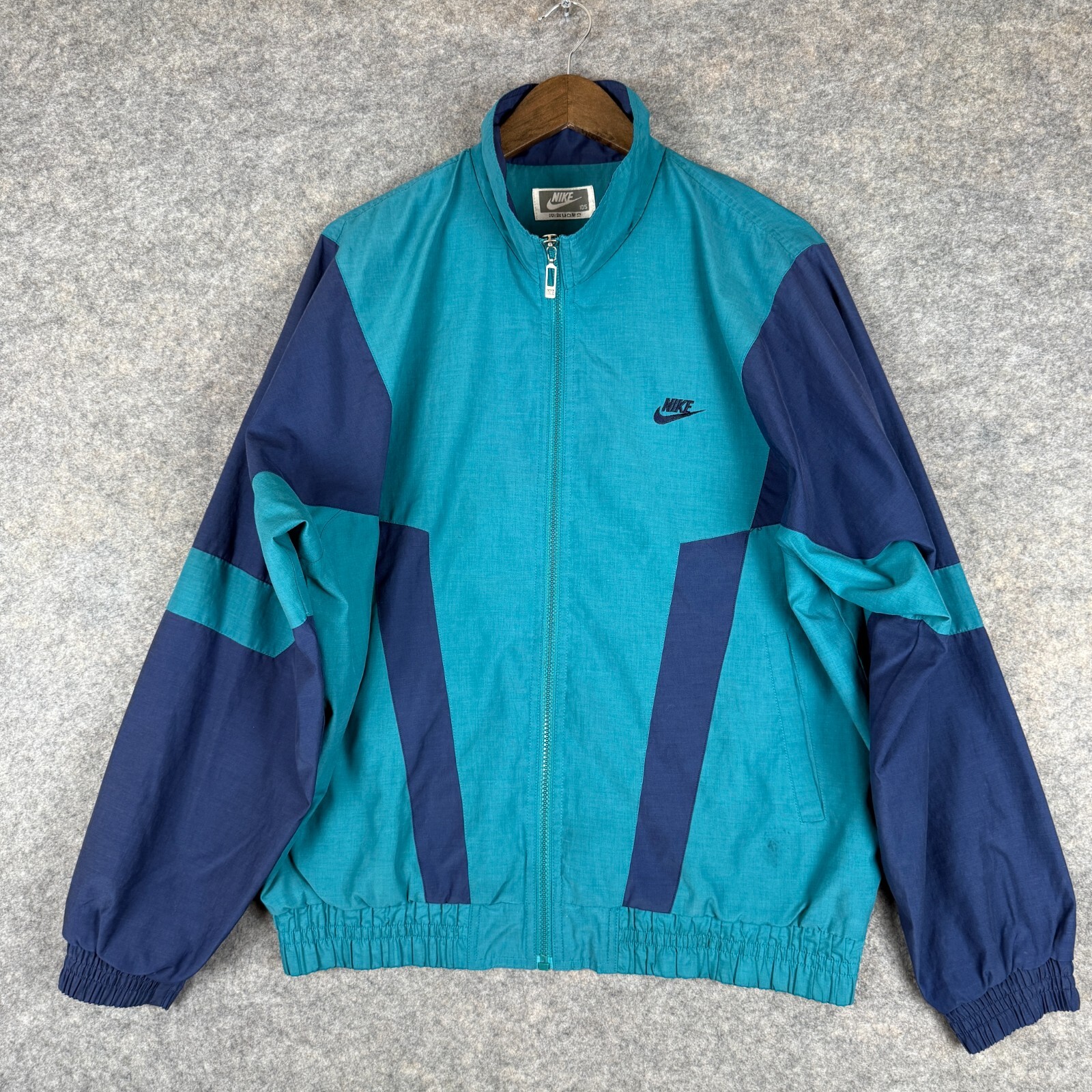 Vintage Nike Korean Windbreaker Jacket Mens Large - XL Blue Green Colorblock 90s