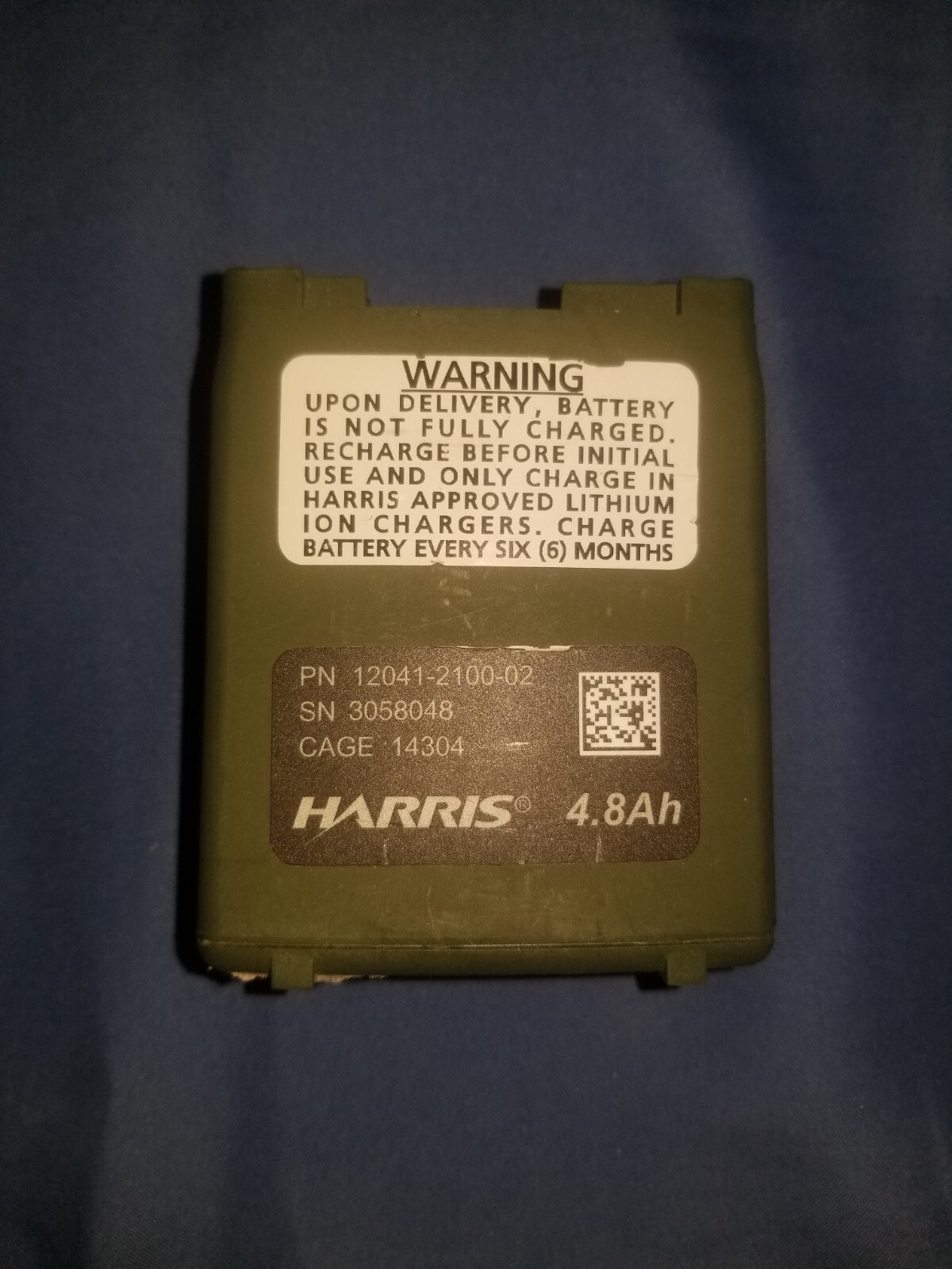 USED AS-IS Harris PRC-152 Radio Li-Ion Rechargeable 4.8 Ah Battery 12041-2400-02