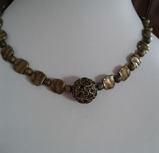 Schmuck Halskette Perlenkette  antik bronze farbigen Perlen Länge 48 cm