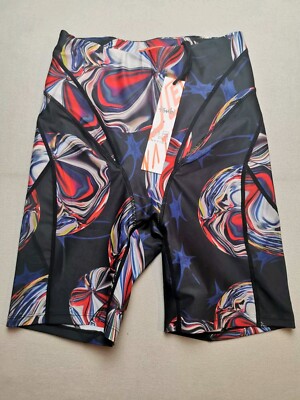 KSUBI x P.E NATION Damengröße M Fahrrad kurze verzogene Leggings (NEU MIT ETIKETT) schwarz blau