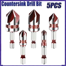5Pcs Countersink Drill Bit Set Industrial Grade High-Carbon Steel 1/4"Hex Shank