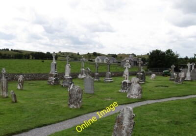 Photo 6x4 Graveyard at Clonmacnoise The local primary school and an esker c2013