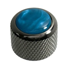 NEW - Q-Parts Dome Knob - AQUA PEARL ON BLACK CHROME, KBD-0070