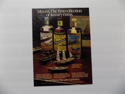 1980'S PRINT AD MYERS RUM IMPORTED LUXURY RUMS
