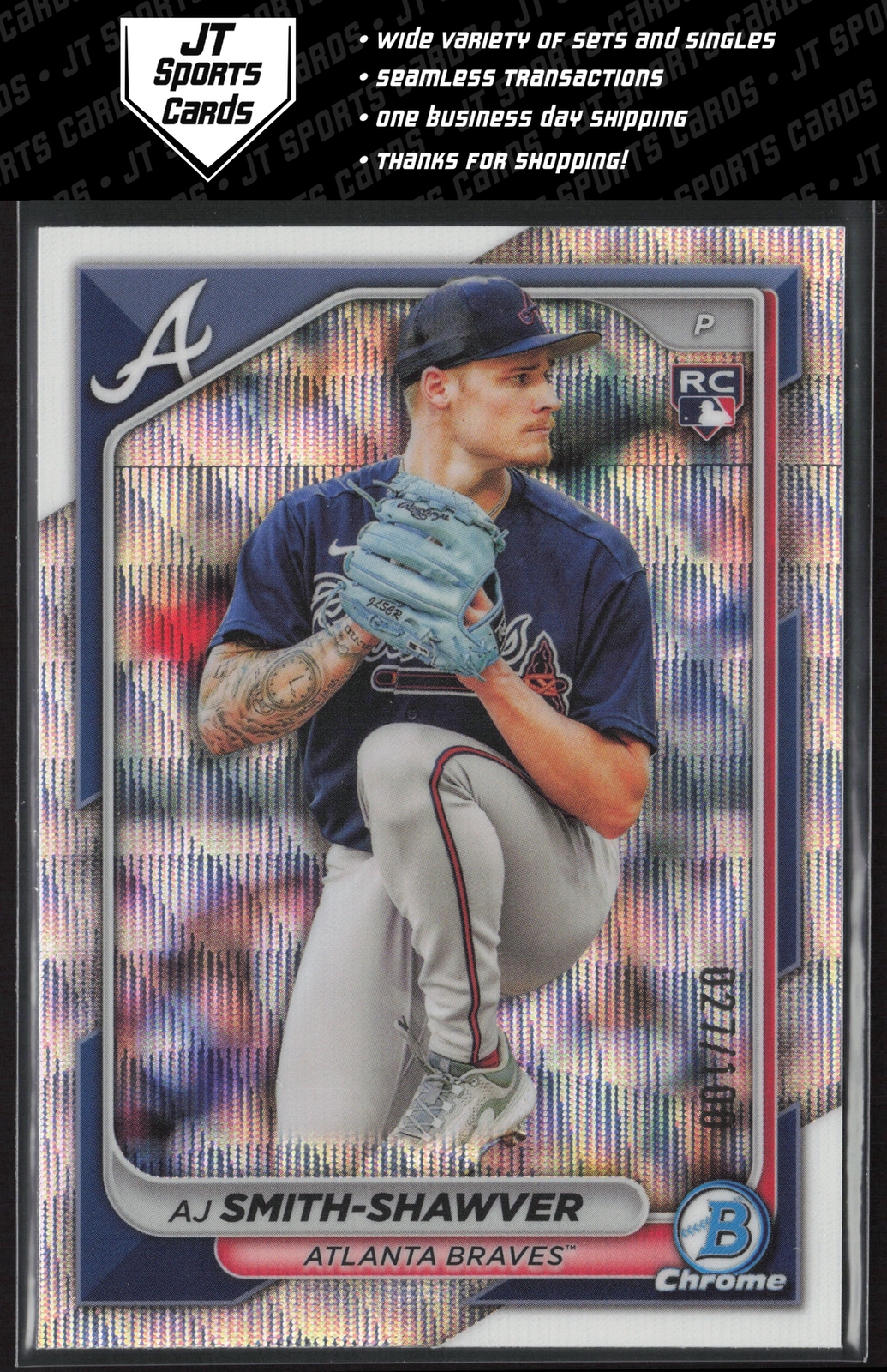 2024 Bowman Chrome AJ Smith-Shawver 22 RC Wave Refractor /100 | Atlanta Braves