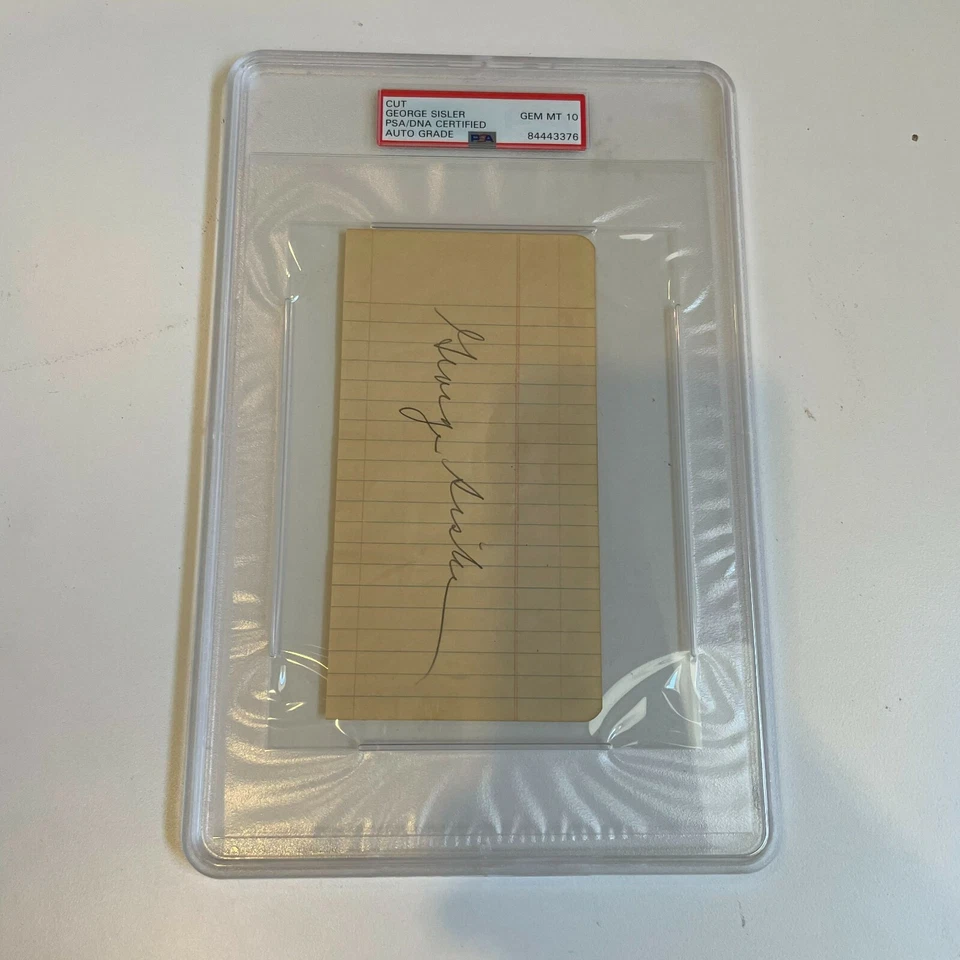 George Sisler Signed Autographed Large Index Card PSA DNA Graded GEM MINT 10 - Image 3 of 4
