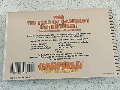 vintage garfield 1988 desk calendar never used | eBay