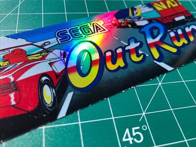 Sega Outrun Arcade Marquee Sticker 2x6.25  Glossy Decal Holographic Rainbow