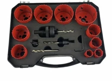 Bi-Metal Hole Saw Kit 18-Piece 3/4" to 2 1/2" Metal Wood Plastic Drywall.(HSS)