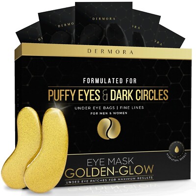 DERMORA Golden Glow Under Eye Patches (20 Pairs Eye Gels) - Rejuvenating Treatme