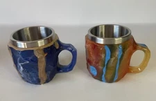 Colorful Coffee Mugs Faux Mineral Crystal Resin Cups Set Of 2