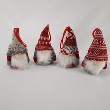 4 Cute Christmas Decorations, Gnome Christmas Decorations, Stuffed Gnomes for