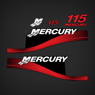 Outboard Motor Decals for Mercury 115hp Top Cover with M Domed Sticker Red