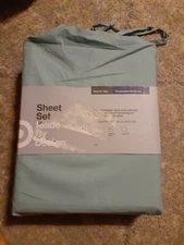 Made By Design Temperature Balancing Cotton Twin Sheet /Twin XL Set Ancient Aqua