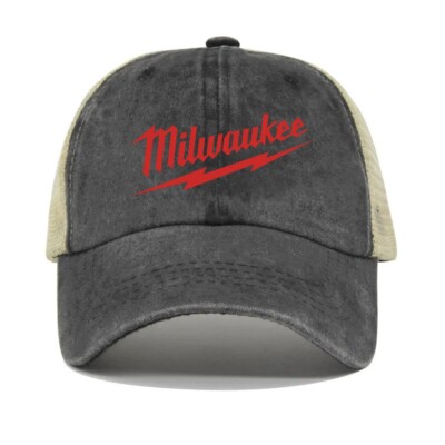 Milwaukee Tool Addicts Logo Printed Black Hat Trucker Cap Adjustable
