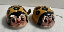 LOT OF TWO, VINTAGE, WORKING, LADYBUG, TIN, WIND-UP TOYS IN GOOD USED CONDITION