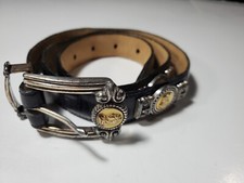Brighton Womens Belt Black Leather Medium Museum Collection Coin Design 21003