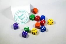 New Dice 12mm 6-sided Red Orange Yellow Green Blue Purple Small Rainbow 12 Dice