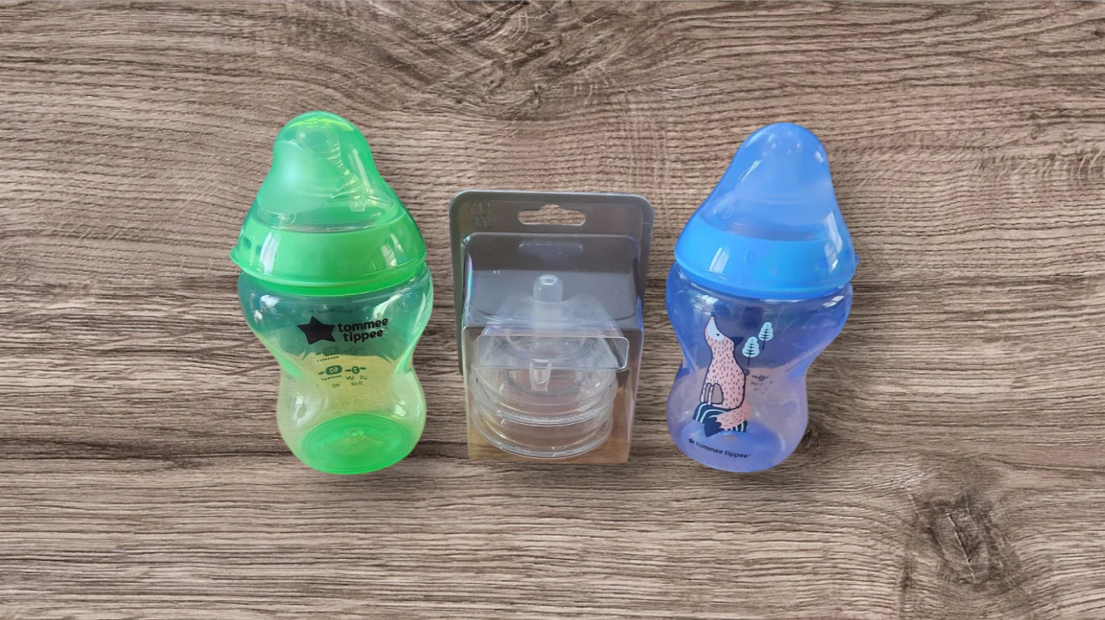 tommee tippee 2 piece 9oz bottle and silicone refill nipples B-5