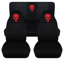 Frontrear Car Seat Covers Black Wred Punisher Fits Jeep Wrangler Yj Tj Lj Frontrear Car Seat Covers Black Wred Punisher Fits Jeep Wrangler Yj Tj Lj