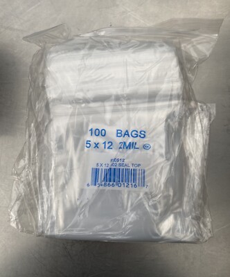 1000 Clear 2 Mil Reclosable LD Seal Top Poly Bags 5'' x 12'' Jewelry Baggies 5x12