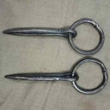 2 Pcs Wrought Iron Tethering Ring on Pin Game Hook , Blacksmith Hardware