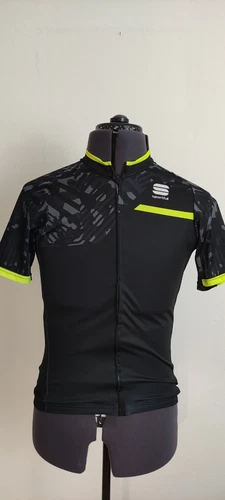 Sportful Mens Casual Short Sleeve Cycling Jersey Shirt Black Full Zip Size M