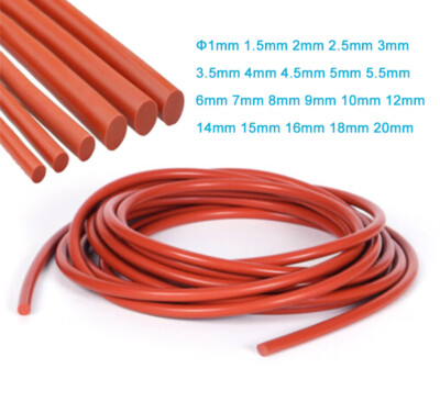 Rot Voll Silikon Gummi DichtLeiste Rund O Ring Schnur Dichtung Dia 1-20mm