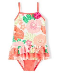 NWT Gymboree Fairy Blossom Girls Floral Ruffle Swimsuit Bathing Suit 3T