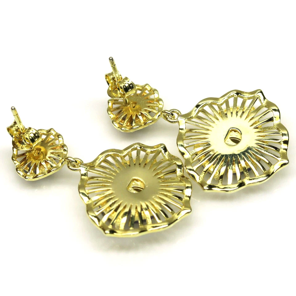 925 Sterlingsilber Blaue Tansanit- Und Grüne Smaragd-Ohrringe 18k Vergoldet - Bild 3 von 4