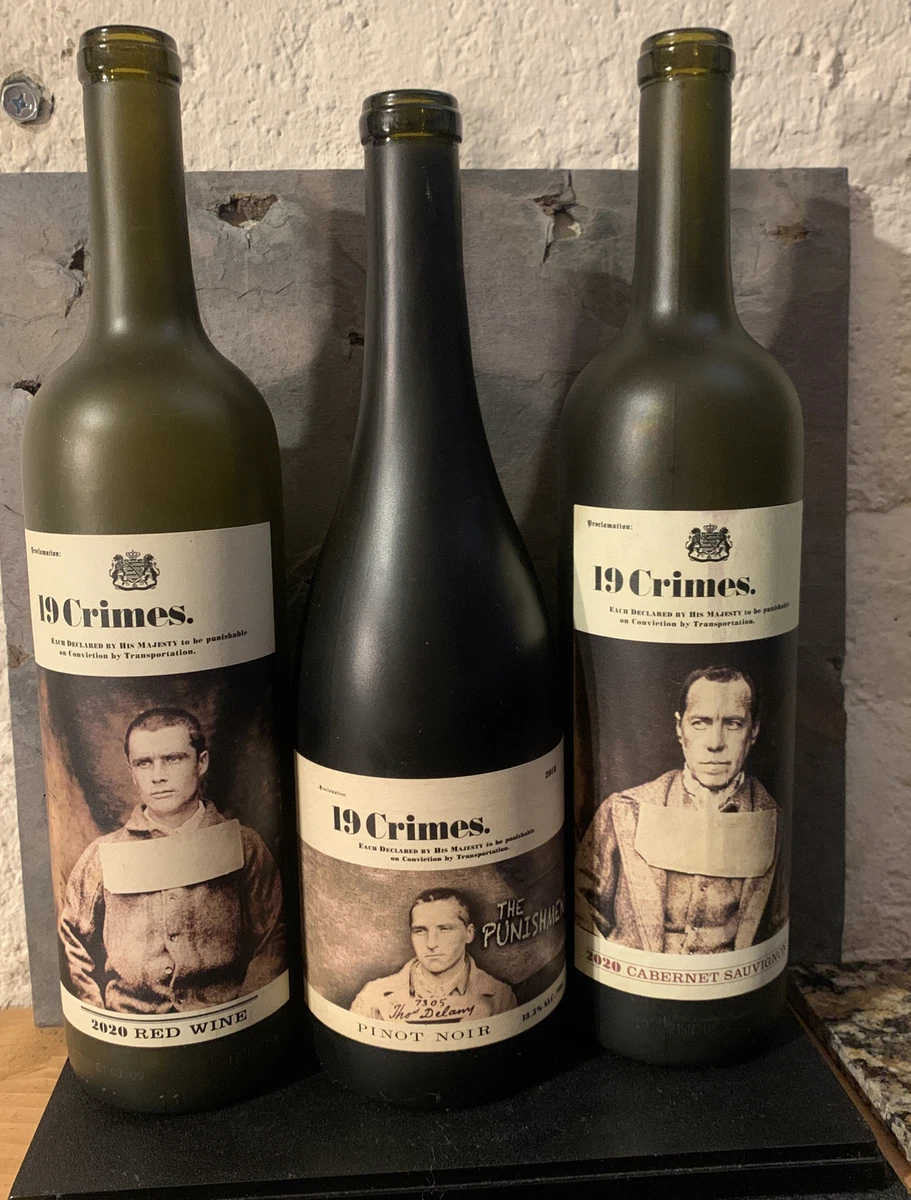 19 Crimes EMPTY Wine Bottles Lot Of 3 Different Frosted New Great