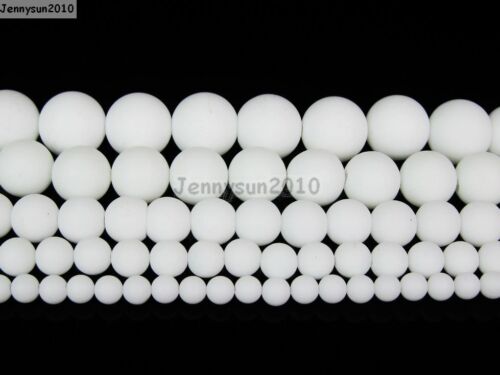 Pierre précieuse blanche naturelle perles rondes mates 15,5'' 4 mm 6 mm 8 mm 10 mm 12 mm - Photo 1 sur 6