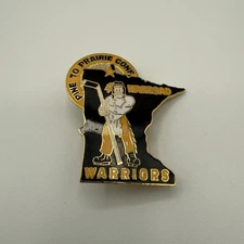 Vtg Warroad Warriors PTP CONF Hockey Pin Lapel Hat Varsity HS RARE 80s Minnesota
