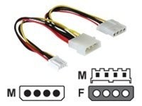 Delock Y-cable power 0,25 m Molex 4pin male > Molex 4pin female + 3½ FDD 82111
