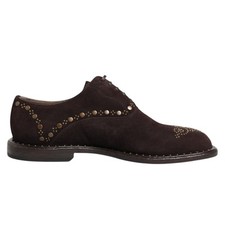 DOLCE & GABBANA Shoes Brown Velvet Men Lace Up Oxford Dress EU41 / US8 1000usd