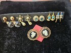 Vtg Lot Of 6 Pair Screwback Eearings Rhinestones Faux Pearl Van Dell 1/20 12k GF — photo 8