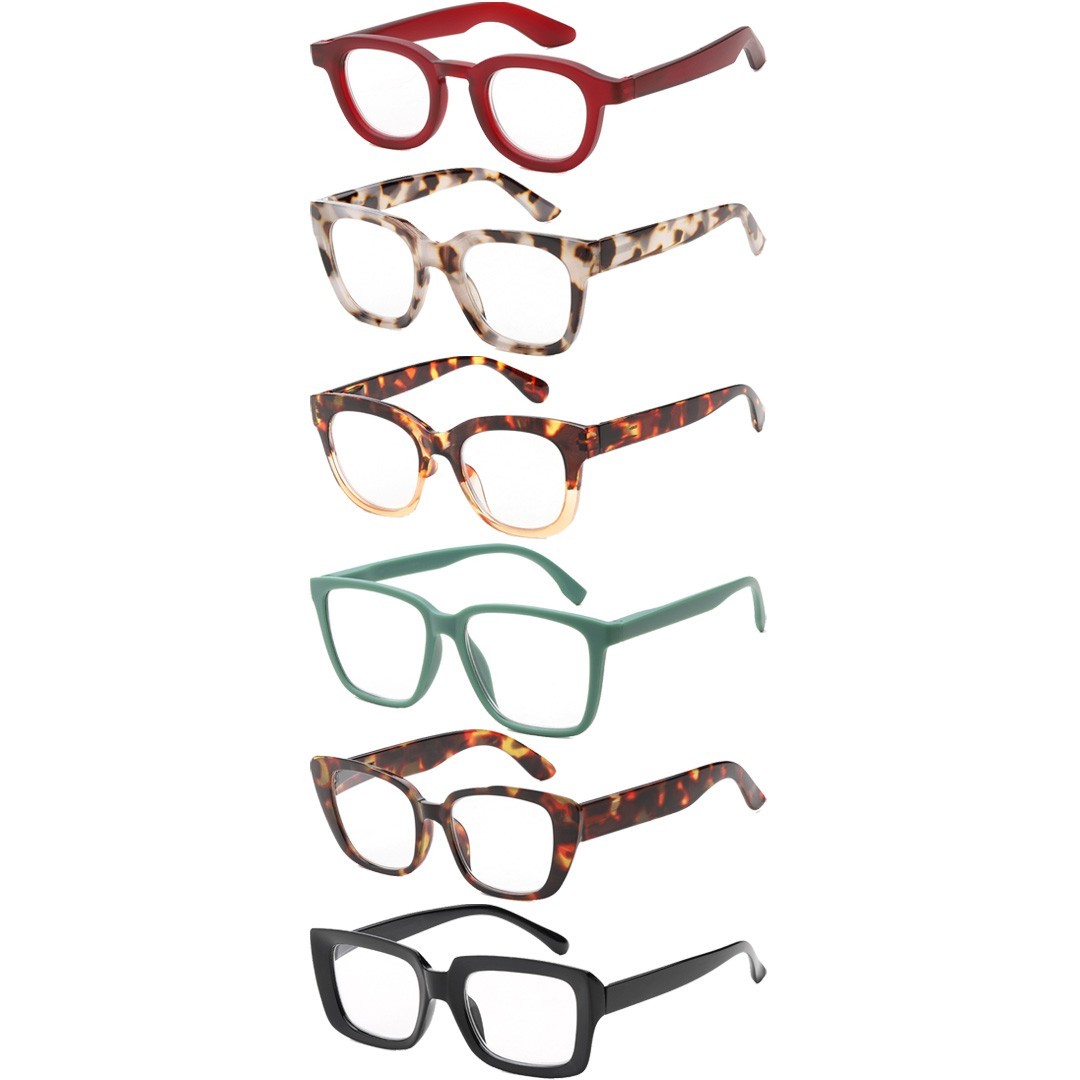 Womens Reading Glasses Fashion Readers 6 Pack New All Chunky