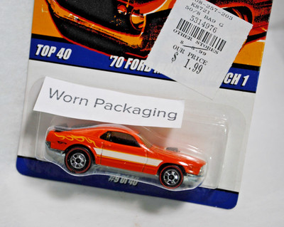 BAD CARD - Hot Wheels 40TH '70 1970 Ford Mustang Mach 1 orange Since '68 redline