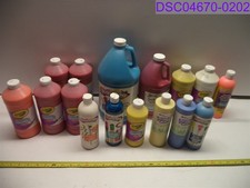 Mix Lot of 16 Paints Tempera, Acrylic, Glitter 1 Gallon to 16 oz Bottles
