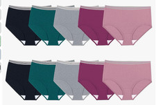 Fruit of the Loom Womens Tag Free Cotton Panties Briefs 9 Pack Size 10