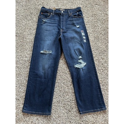 LEVI'S Jeans 32 x 27 (Act 33x26.5) Ribcage Straight Ankle Distressed NEW Z23