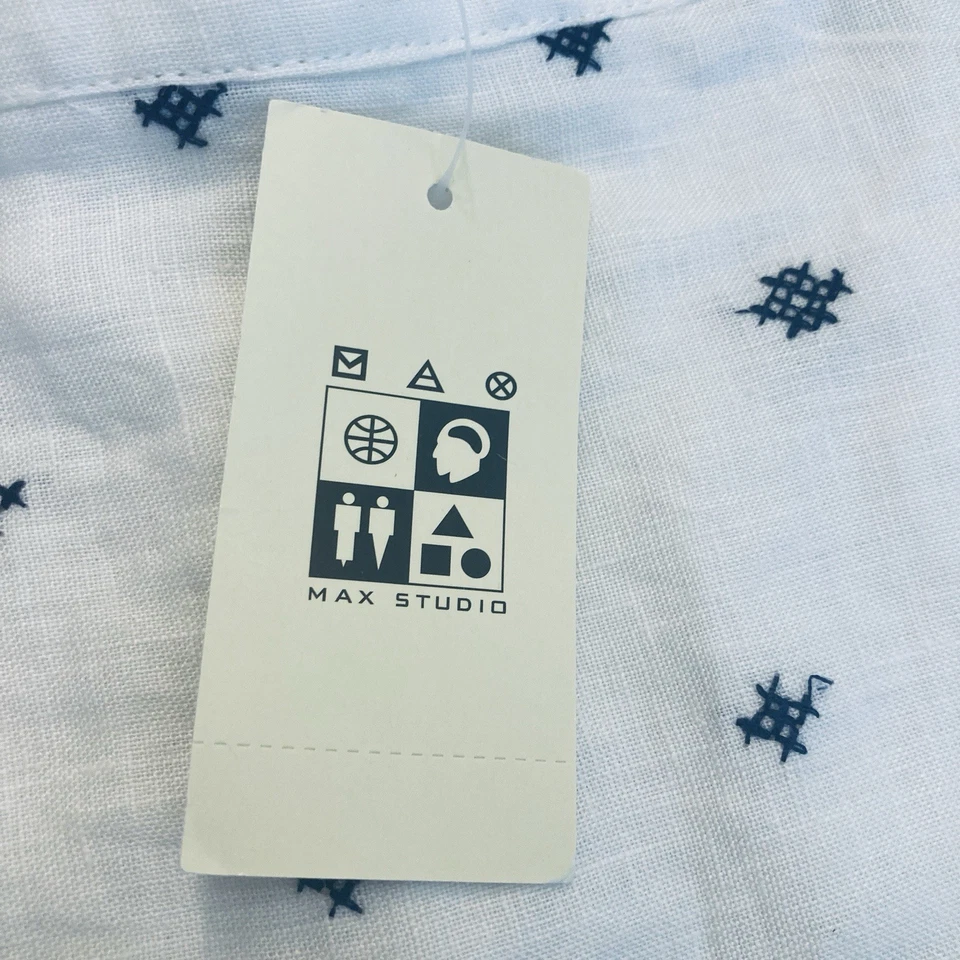 "Falda para mujer Max Studio blanca azul marino talla 4 bordada 20"" de largo nueva con etiquetas" Foto 4 de 4