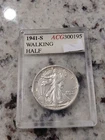 1941 S Walking Liberty Half Dollar in an old holder