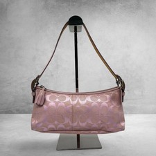 Coach Signature Shoulder Bag Canvas Pink Authentic G0603269