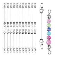 24 StüCk Blumen Perlen SchlüSselanhäNger Bulk Blank FüR Diy, Silber