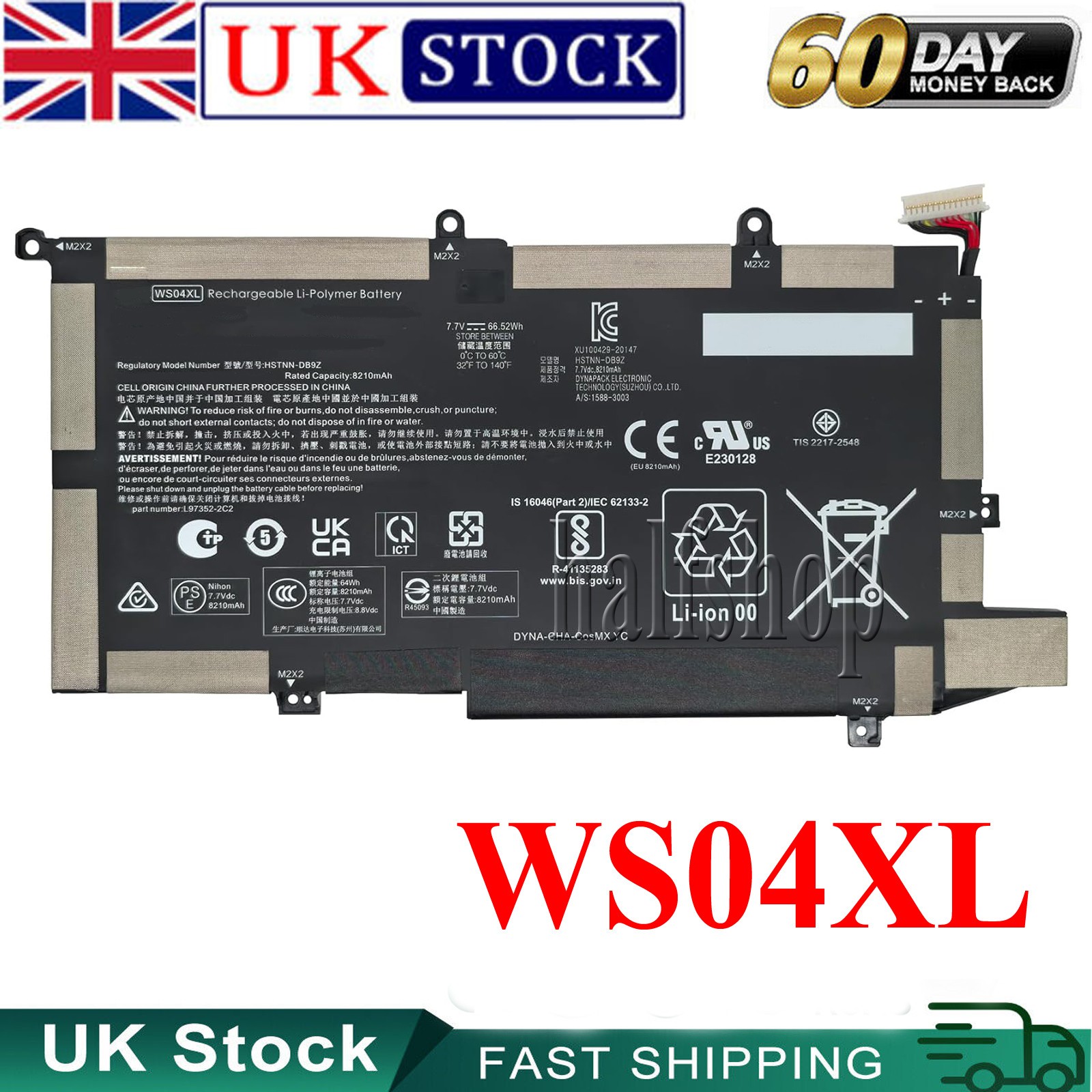 WS04XL Battery for HP Spectre x360 14 14-Ea000 14-Ef000 14t-ea000 HSTNN-DB9Z