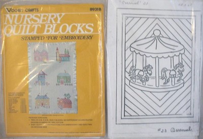 Nursery Quilt Blocks 12 9'' sq & Jeaneau J3 Baby quilt pattern 45x60'' 2 projects