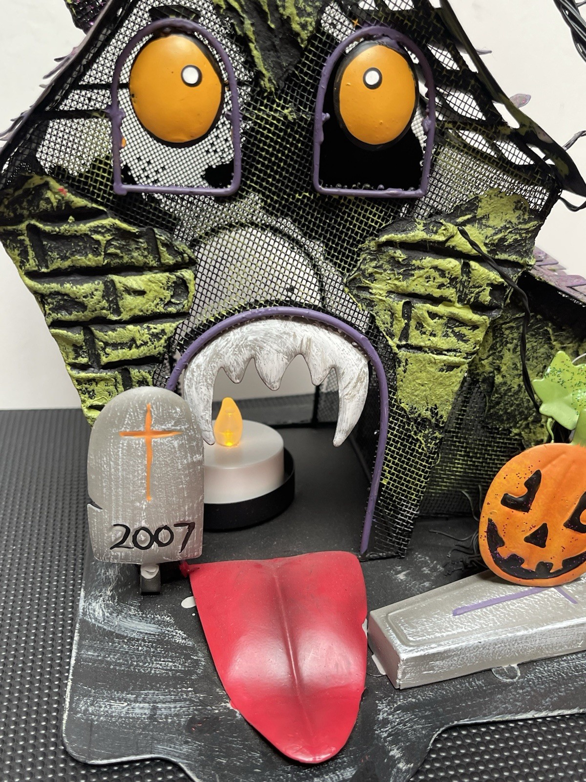 Sculpted Metal Halloween Haunted House Tea Light Votive Candle Holder - 2007